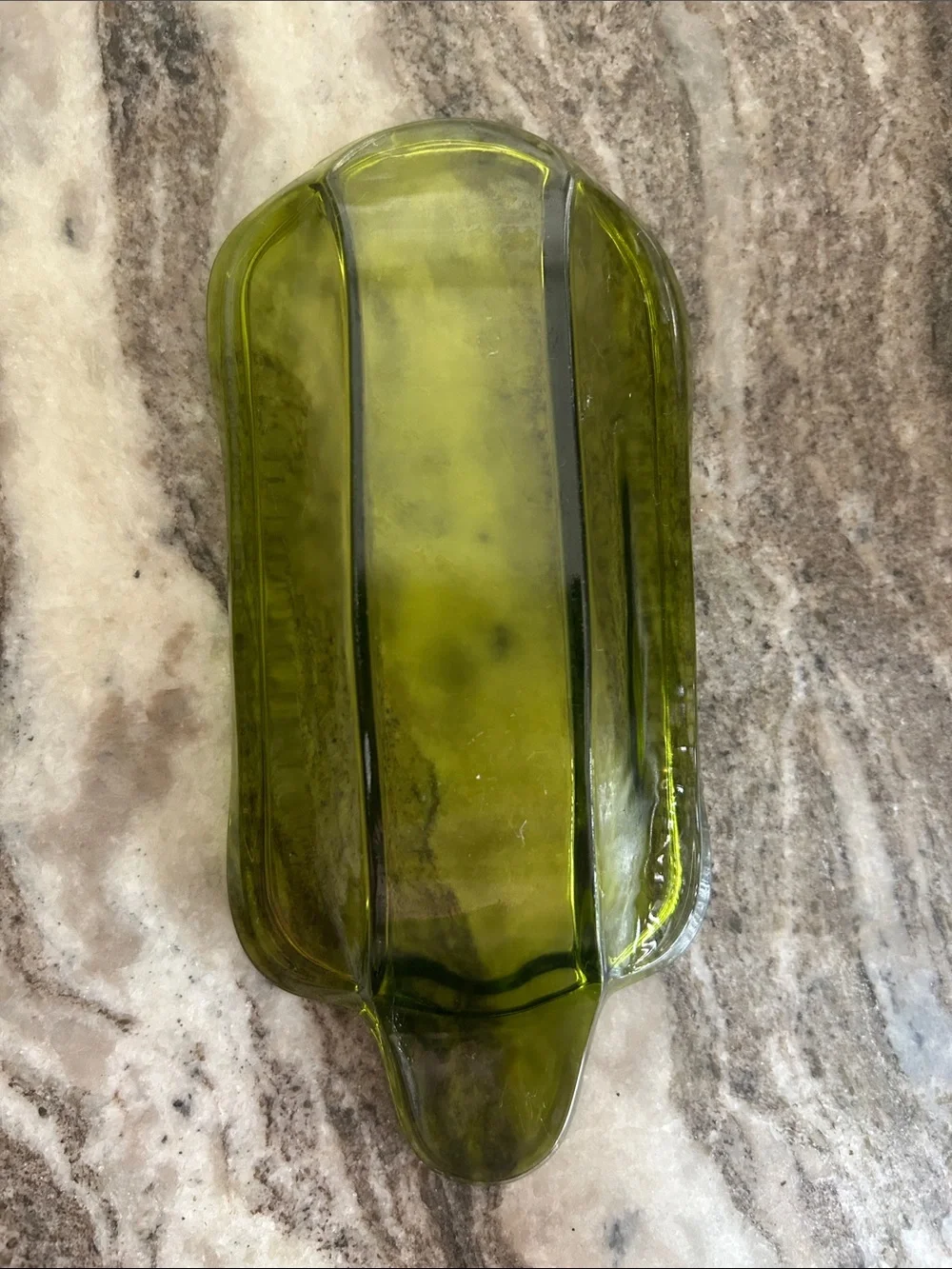 Vintage Indiana Glass Olive Green Sculpted Glass Tray